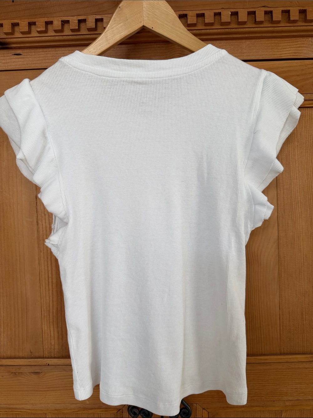 Urban Rebel White Ruffle-Sleeve Ribbed Top - Picture 3 of 5